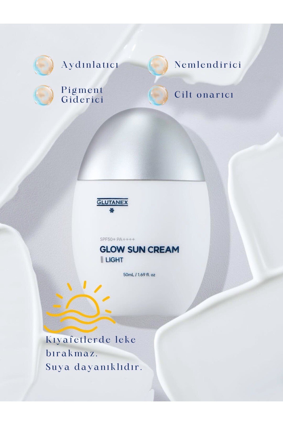 GLUTANEX Güneş Kremi Spf 50+ Pa++++ 50000 ppm Lipozomal Glutatyon Aydınlatıcı Canlandırıcı Leke Karşıtı 50 ml - Görsel 2