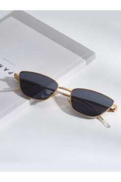 LOOKUP NEW Unisex Kadın Erkek Uv400 Korumalı Oval Dikdörtgen Siyah Gold  Yeni Sezon Güneş Gözlüğü