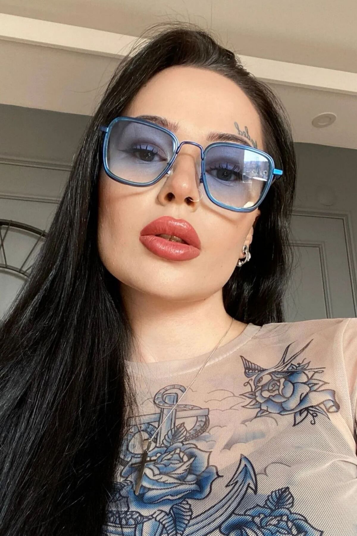 REN EYEWEAR MAVİ CAMLI METAL ÇERÇEVE KARE BÜYÜK BOY GÜNEŞ GÖZLÜĞÜ UNİSEX