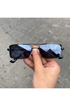 Köstebek Siyah Yeni İnce Çerçeveli Üstten Köprülü Yatay Güneş Gözlüğü