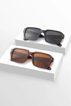 Nilu Moda 2’Li Unisex Siyah Kahverengi Kare Fırsat Seti Güneş Gözlüğü