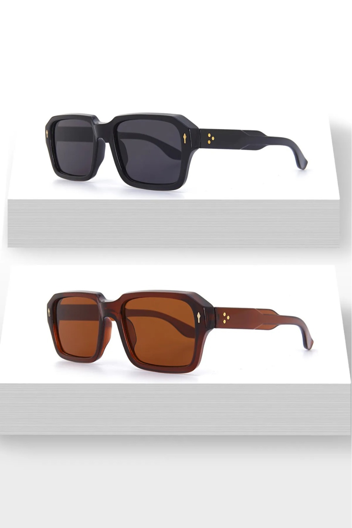 Nilu Moda 2’Li Unisex Siyah Kahverengi Kare Fırsat Seti Güneş Gözlüğü - Görsel 2
