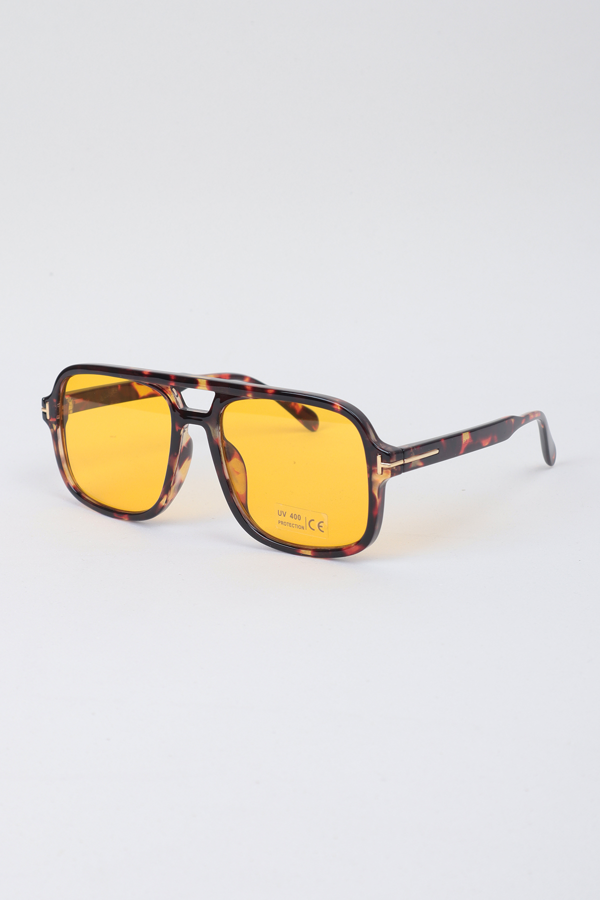 Kapin Toffie Leopar Dikdörtgen Güneş Gözlüğü - Nude Camlı - Görsel 2