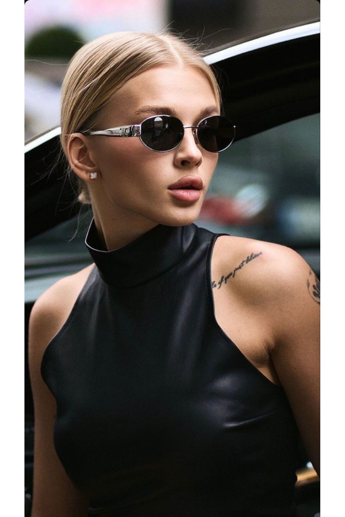 LOOKUP NEW Unisex Kadın Erkek Uv400 Korumalı Oval Gümüş Siyah NyIon Cam Metal Güneş Gözlüğü - Görsel 2