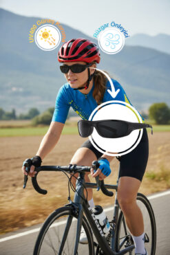 Kinary Güneş Korumalı Bisiklet Gözlüğü Siyah Parlak Çerçeve ve Cam