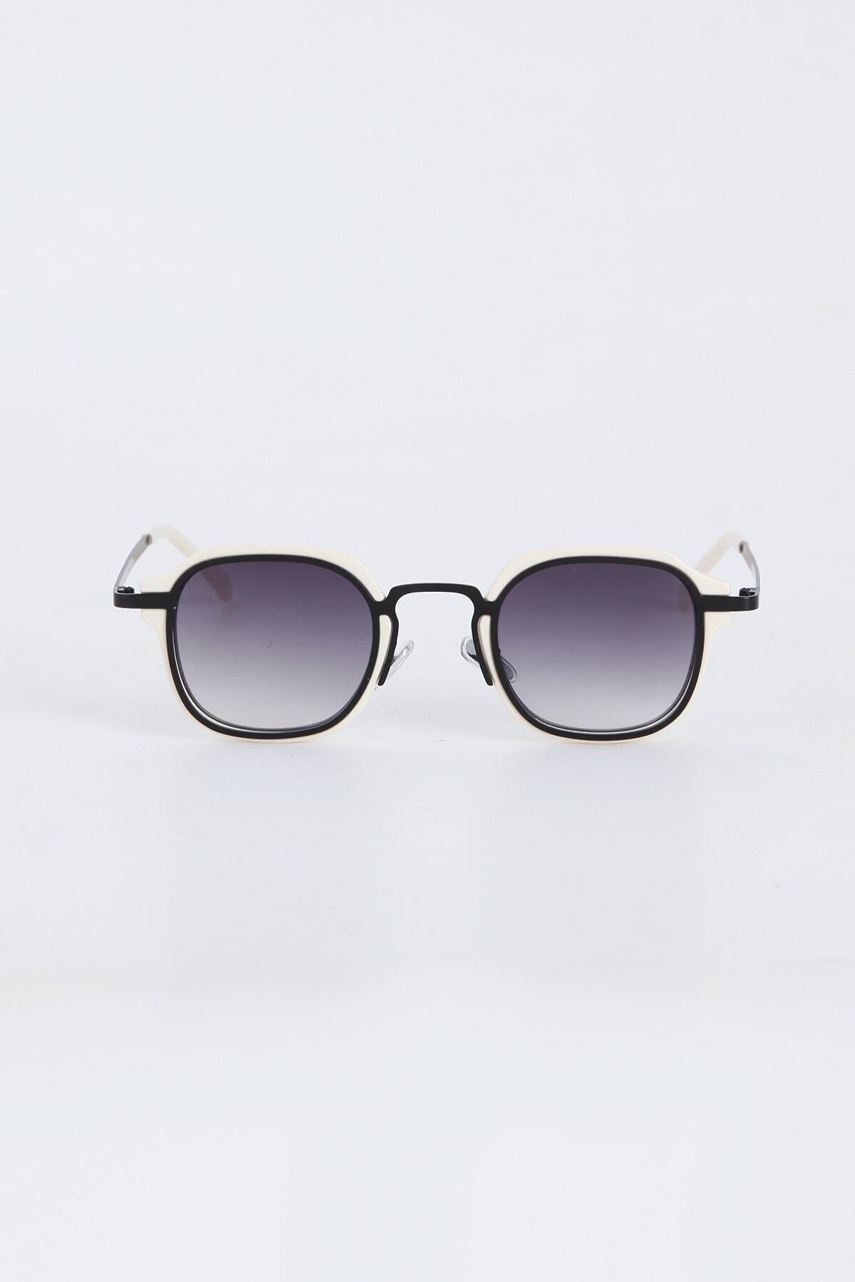 Kapin Optiwar Dikdörtgen Tasarım Güneş Gözlüğü - Krem Siyah - Görsel 2