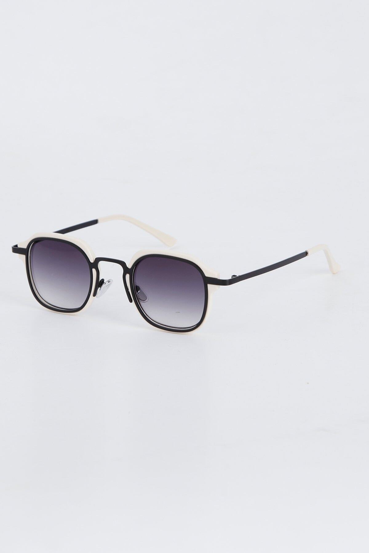 Kapin Optiwar Dikdörtgen Tasarım Güneş Gözlüğü - Krem Siyah - Görsel 3
