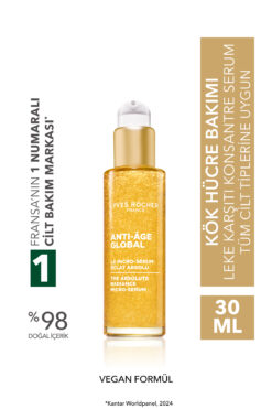 Yves Rocher Konsantre Serum-Hyaluronik Asit-Yaşlanma ve Leke Karşıtı Bitki Kök Hücre Bakımı Anti Age Global 30ml