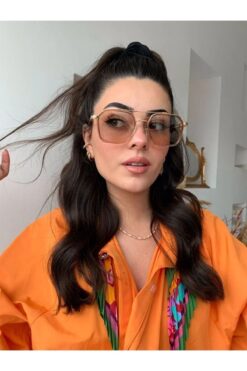 LOOKUP NEW Unisex Kadın Erkek Uv400 Korumalı Bal Rengi Nude Gold Kare Dikdörtgen Yeni Sezon Güneş Gözlüğü