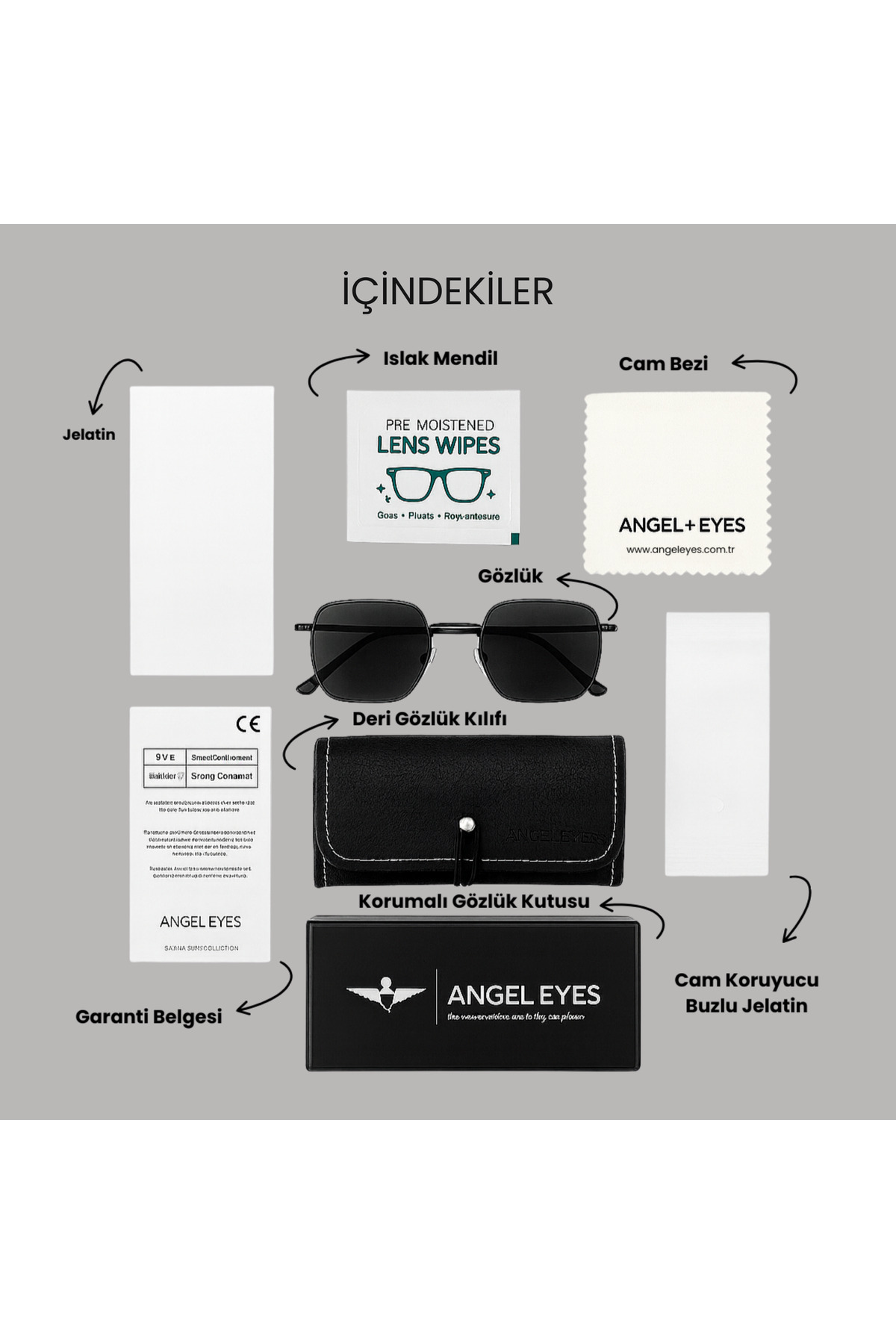 Angel Eyes Yuvarlak Gri Metal Çerçeveli Bilgisayar Gözlüğü Mavi Işık Koruyucu Şeffaf Lens - Görsel 3