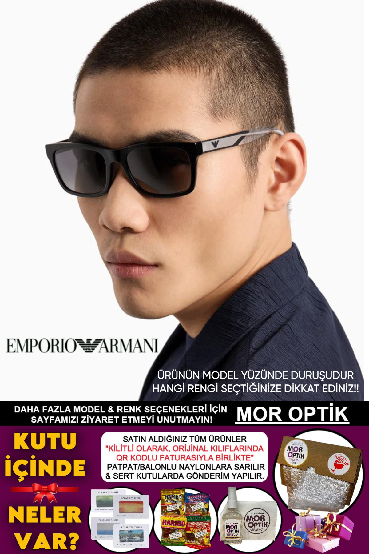 Emporio Armani EA4224 5001/71 57-19-145 3N "SPORTİF KARE MODEL ŞEFFAF DETAYLI"