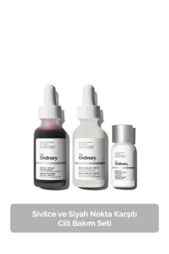 The Ordinary Sivilce ve Siyah Nokta Karşıtı Cilt Bakım Seti - Serum 30ml + Peeling 30ml + Toz Krem 5g