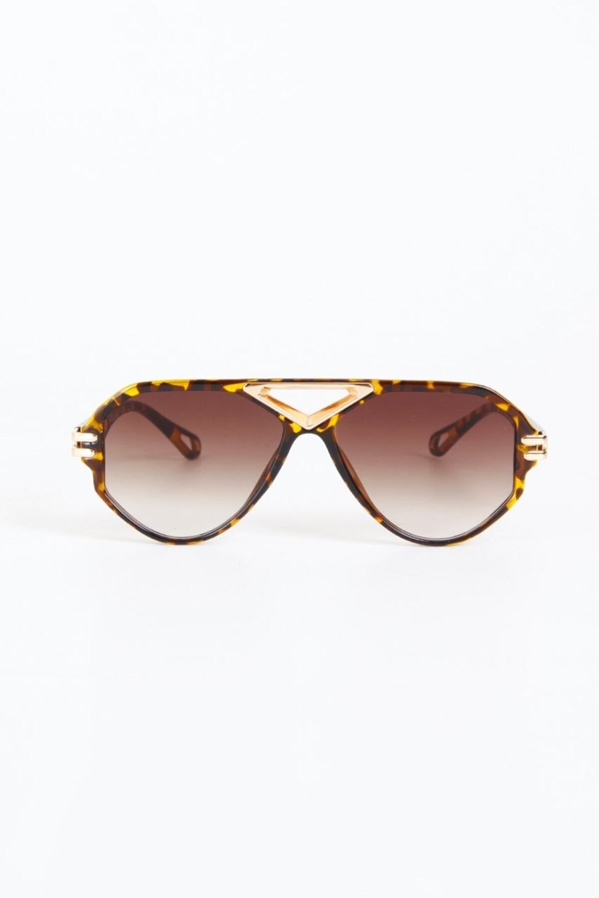 Kapin Mayb Geometrik Damla Güneş Gözlüğü - Leopar Çerçeve Kahverengi Cam - Görsel 2