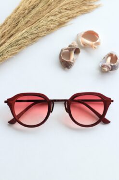 LOOKUP NEW Anastasia Unisex Oval Kırmızı Bordo Çerçeve Uv400 Kırmızı Degrade Yeni Sezon Güneş Gözlüğü