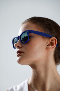 miii Şeffaf Mavi Çerçeveli Ayna Camlı UV Korumalı Güneş gözlüğü