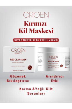 Croen Beauty Kırmızı Kil Maskesi | Gözenek Sıkılaştırıcı | Siyah Nokta ve Yağ Karşıtı, 100 ml