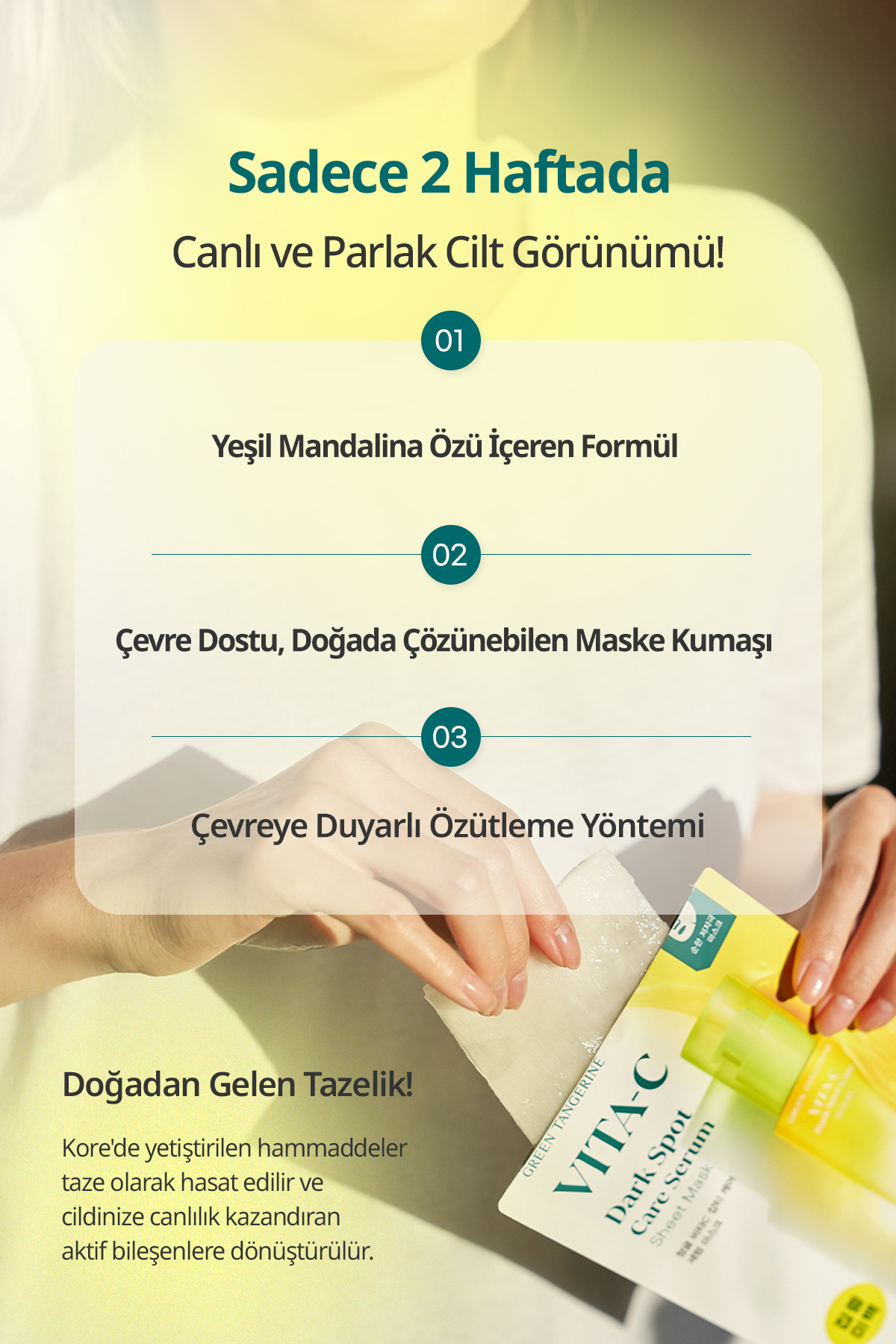 Goodal Leke Karşıtı Serum Yaprak Maske GOODAL Green Tangerine Vita C Dark Spot Care Serum Sheet Mask - Görsel 2