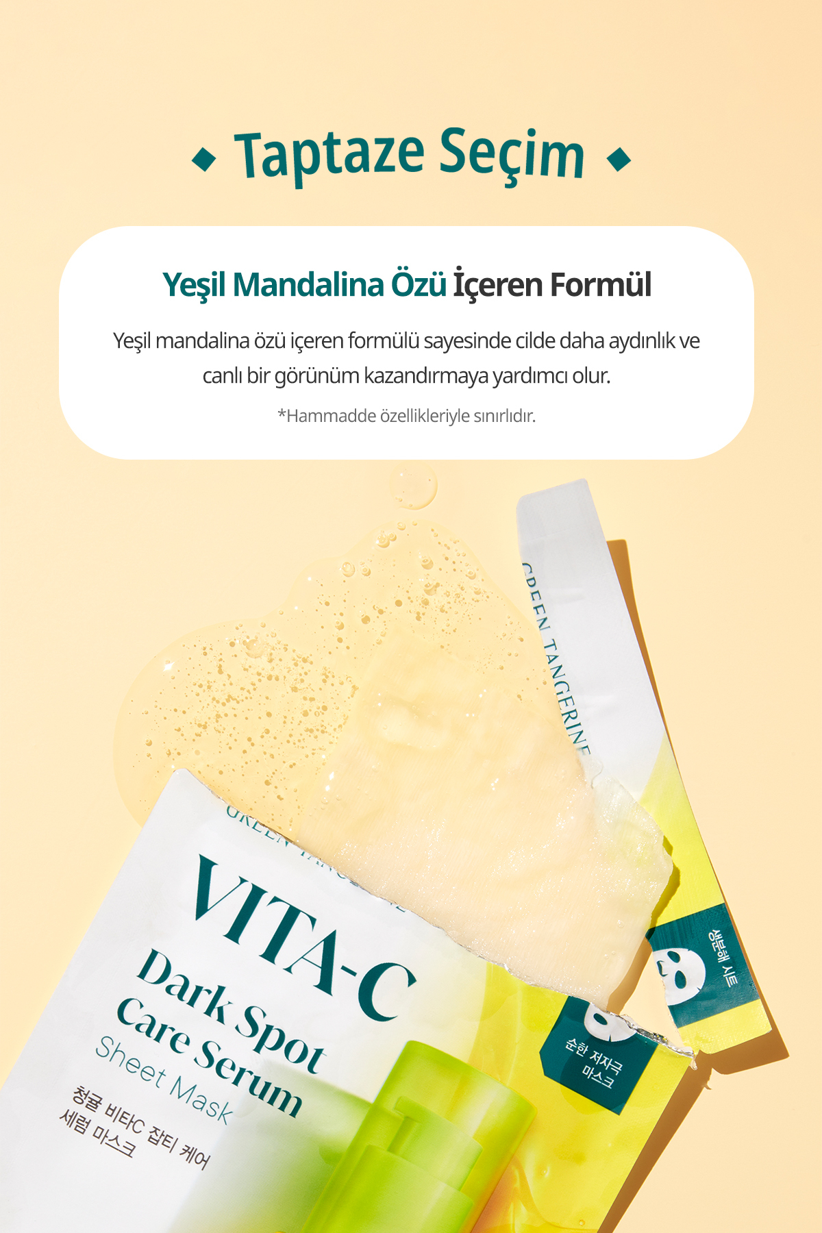 Goodal Leke Karşıtı Serum Yaprak Maske GOODAL Green Tangerine Vita C Dark Spot Care Serum Sheet Mask - Görsel 3