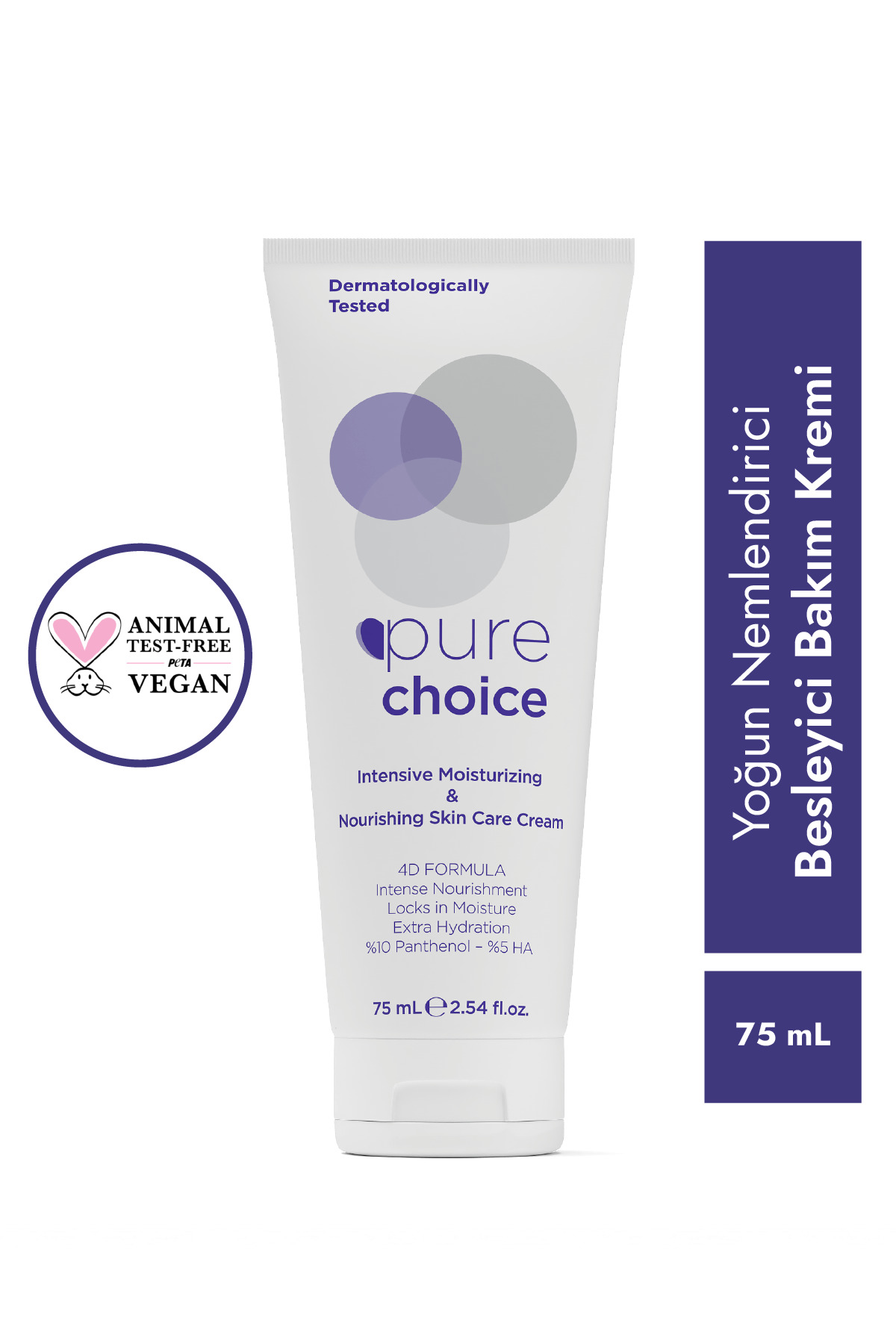 Pure Choice Yoğun Nemlendirici Ve Besleyici Cilt Bakım Kremi 75 Ml (4d Formula - %10 Panthenol + %5 Ha)