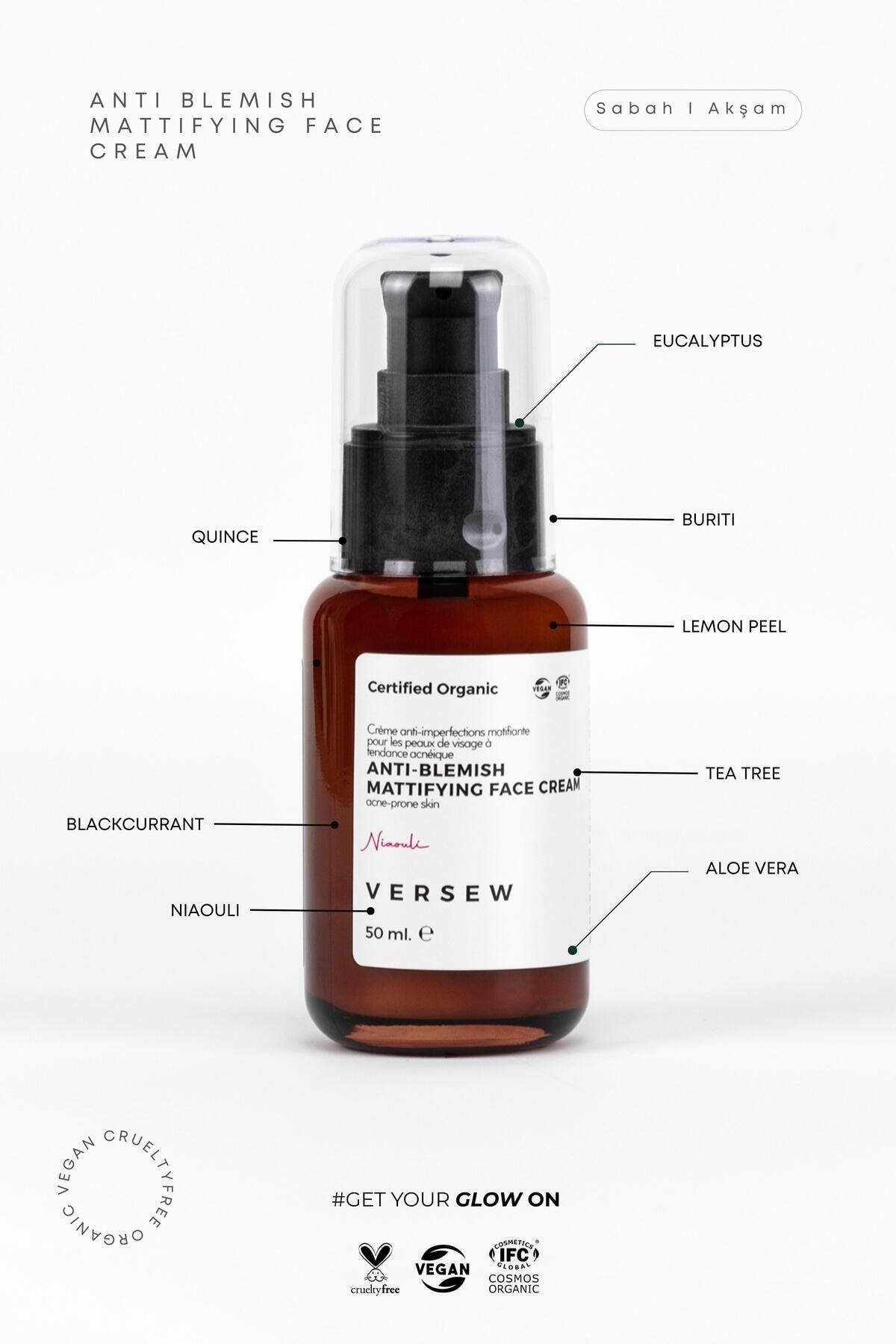 VERSEW Organik Anti Blemish Akne / Leke İzi Giderici Matlaştırıcı Yüz Kremi 50 ml - Görsel 3