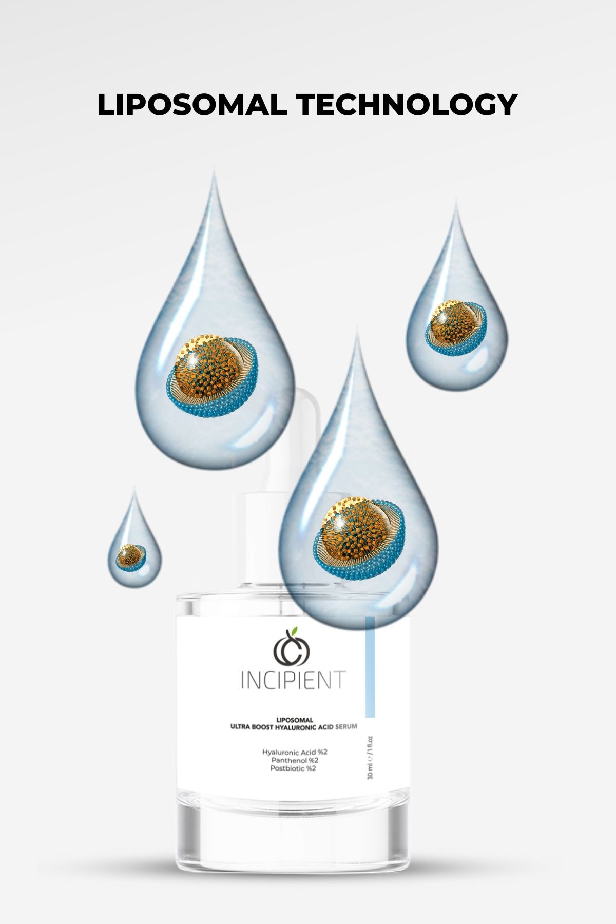 incipient Postbiotic Liposomal Hyaluronic Acid Serum & Nemlendirici Dolgunlaştırıcı Cilt Bakım Serumu 30ml - Görsel 2