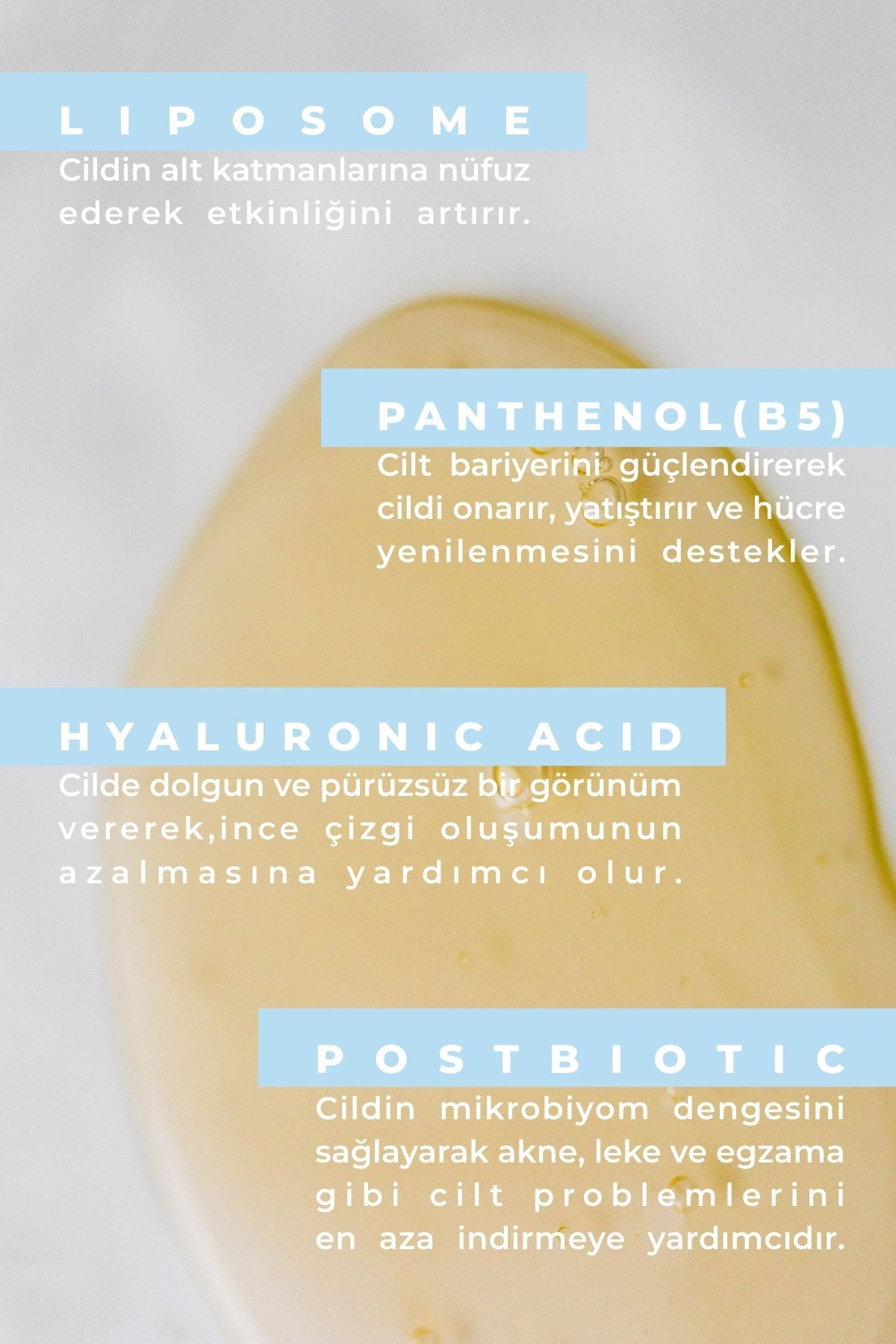 incipient Postbiotic Liposomal Hyaluronic Acid Serum & Nemlendirici Dolgunlaştırıcı Cilt Bakım Serumu 30ml - Görsel 3