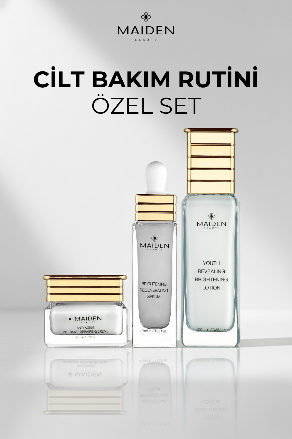 Maiden Beauty Cilt Bakım Rutini Özel Set, Yaşlanma Karşıtı Yoğun Onarıcı Krem,Yenileyici Serum&Nemlendirici Losyon