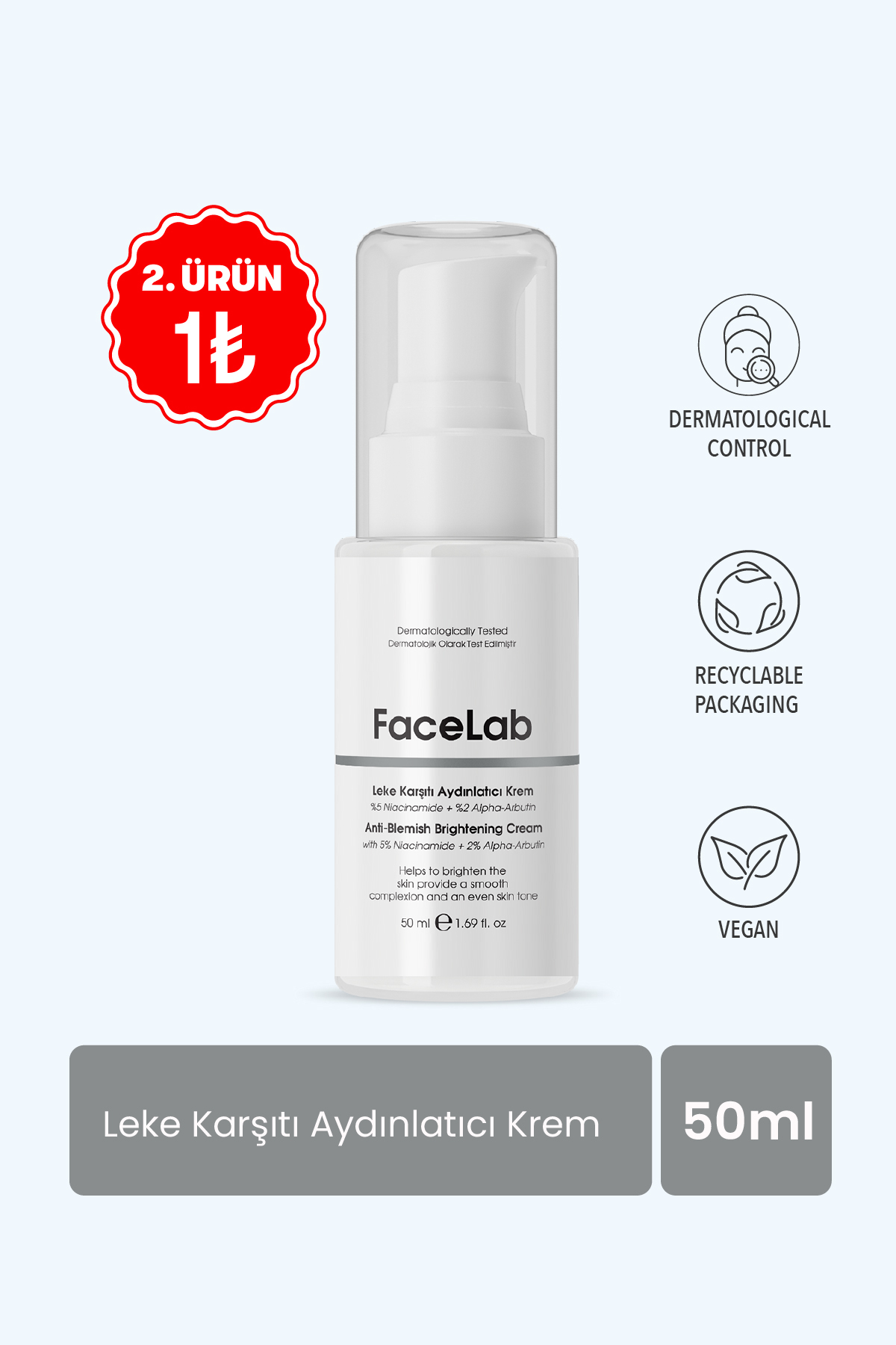 FaceLab Leke Karşıtı Niacinamide Alpha Arbutin Nemlendirici Cilt Bakım Kremi 50 ml