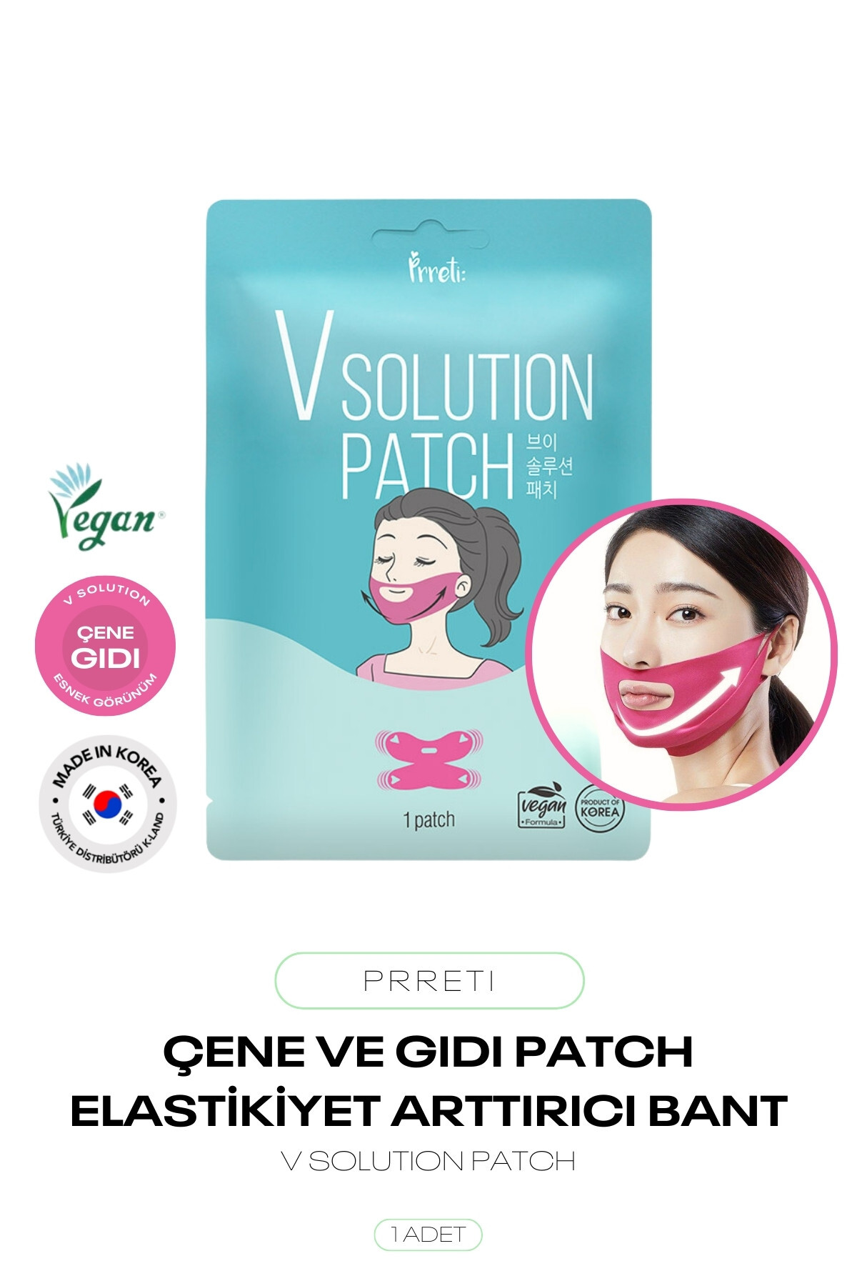 Prreti Çene ve Gıdı Toparlayıcı Bant Sıkılaştırıcı Patch V Solution Patch 1 Adet