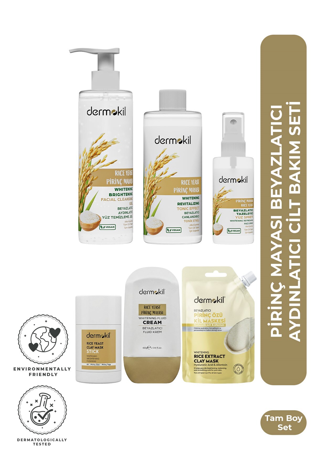 Dermokil Pirinç Mayası Beyazlatıcı Aydınlatıcı Cilt Bakım Seti
