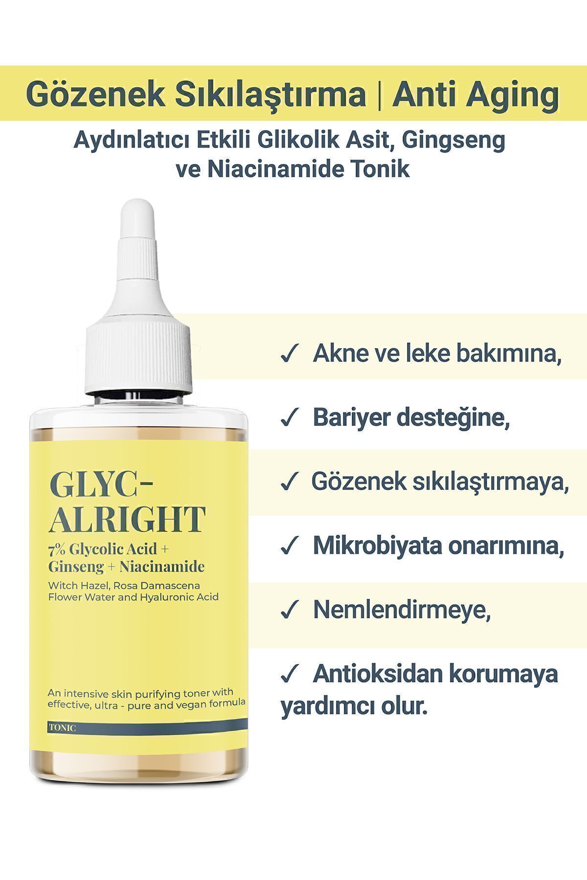 Watsons GLYC- ALRIGHT - Tüm Ciltler İçin Gözenek Sıkılaştırıcı Leke Karşıtı Tonik (200 ml) - Görsel 3
