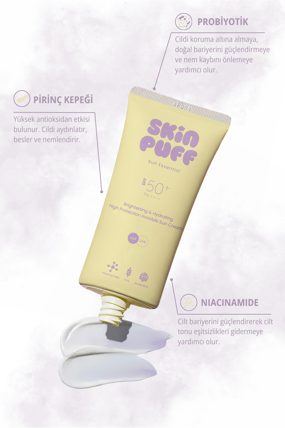 SKİNPUFF Sun Essential SPF 50+ PA++++ Aydınlatıcı ve Nemlendirici Yüksek Koruma Güneş Kremi - Görsel 2
