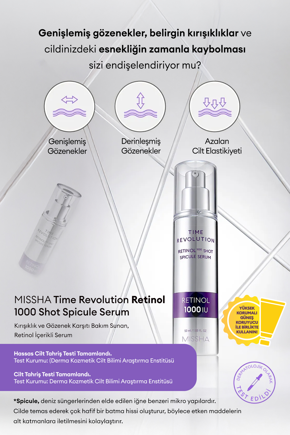 Missha Kırışıklık ve Gözenek Karşıtı Retinol Serum Time Revolution Retinol 1000 Shot Spicule Serum - Görsel 2