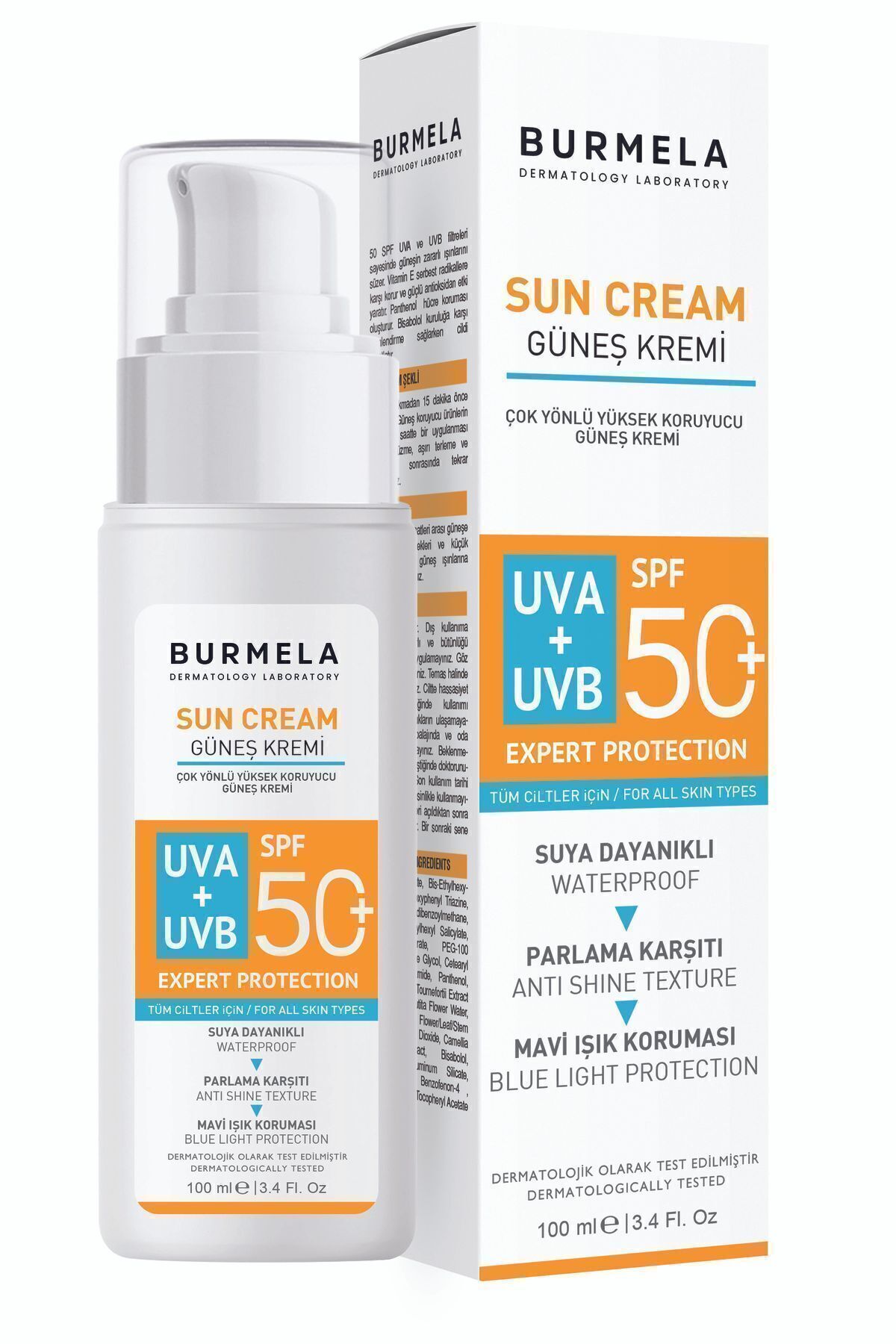 BURMELA Spf + 50 Tüm Ciltler için Mineralli Yüz ve Vücut Güneş Kremi 100 ml