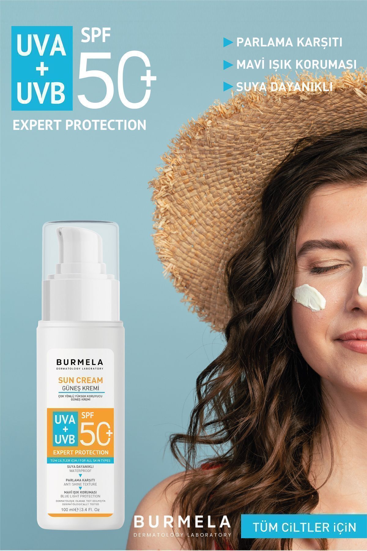 BURMELA Spf + 50 Tüm Ciltler için Mineralli Yüz ve Vücut Güneş Kremi 100 ml - Görsel 2