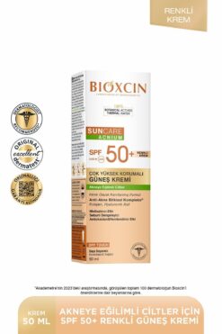Bioxcin Sun Care Akneye Eğilimli Ciltler Için Renkli Güneş Kremi 50 Spf 50 Ml - Tinted, Akne, Dry To