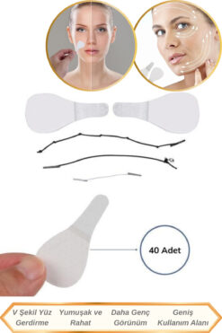 Hombak 40 Adet Yumuşak ve Rahat | Hipoalerjenik Silikon Kauçuk Yüz Gerdirme Bandı