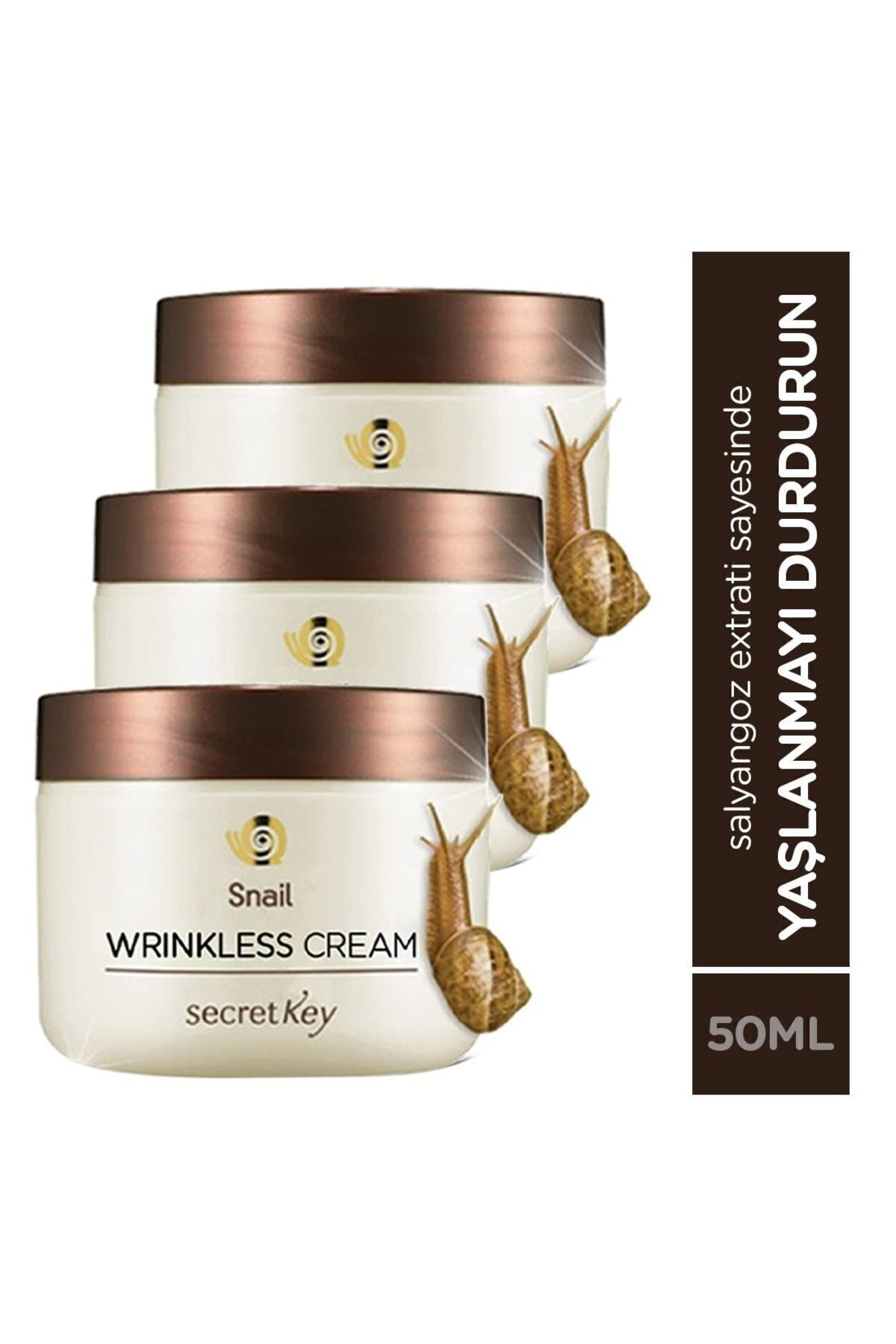 Wrınkless Snail Cream Salyongoz Özlü Yaşlanma Karşıtı Dolgunlaştırıcı Krem 3'lü Paket
