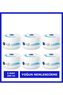 NIVEA Nemlendirici Soft Bakım Kremi , El Yüz Vücut, Besleyici, Jojoba Yağı, E Vitamini 200 ml * 6 ADET