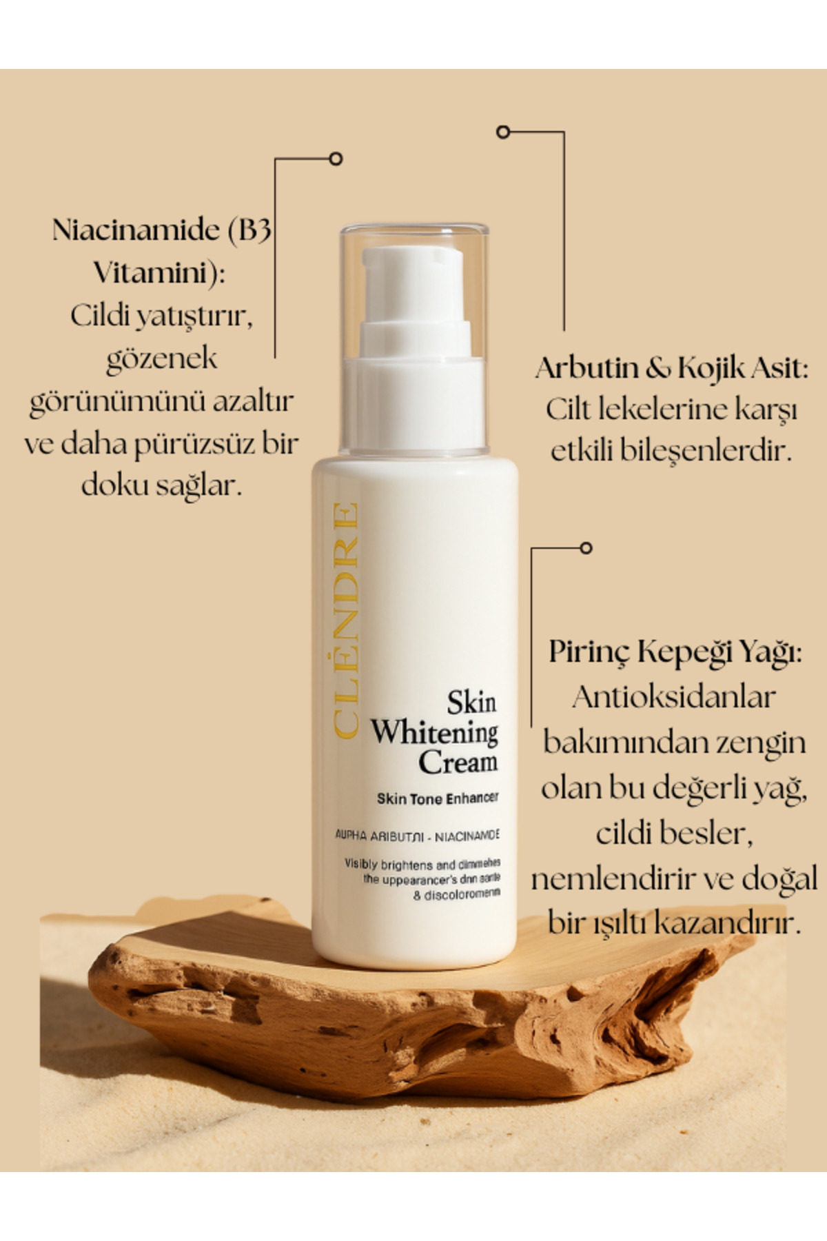 CLENDRE Cilt Beyazlatıcı Krem – Arbutin & Niacinamide, Leke Karşıtı 100 ML - Görsel 3