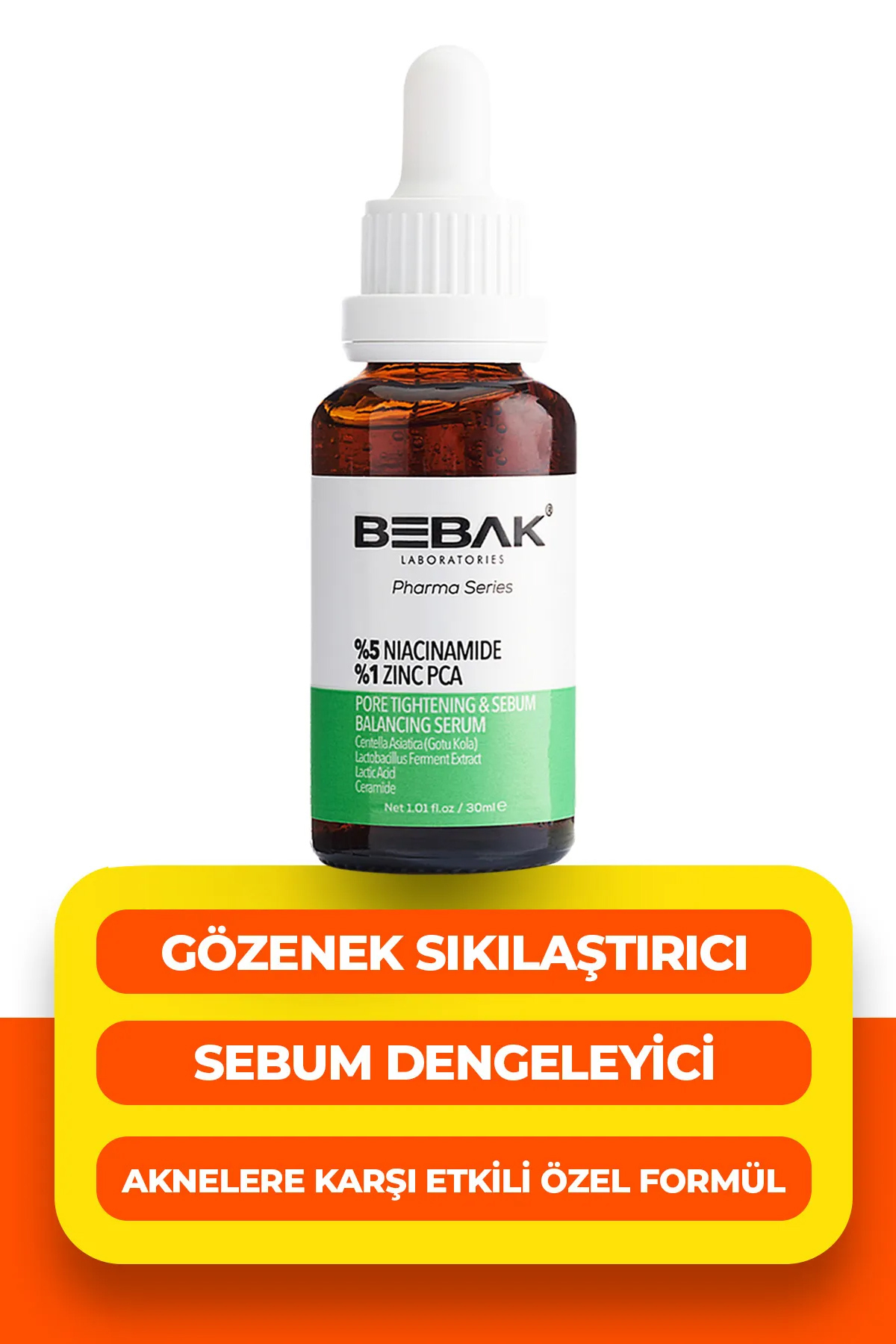 Bebak Pharma Gözenek Sıkılaştırıcı Ve Sebum Dengeleyici Serum %5 Niacinamide+%1 Zinc Pca 30ml - Görsel 2