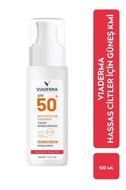 Viaderma Hassas Ciltler için Parfümsüz SPF 50+ Yüksek Koruma Güneş Kremi 100 ml, Suya Dayanıklı