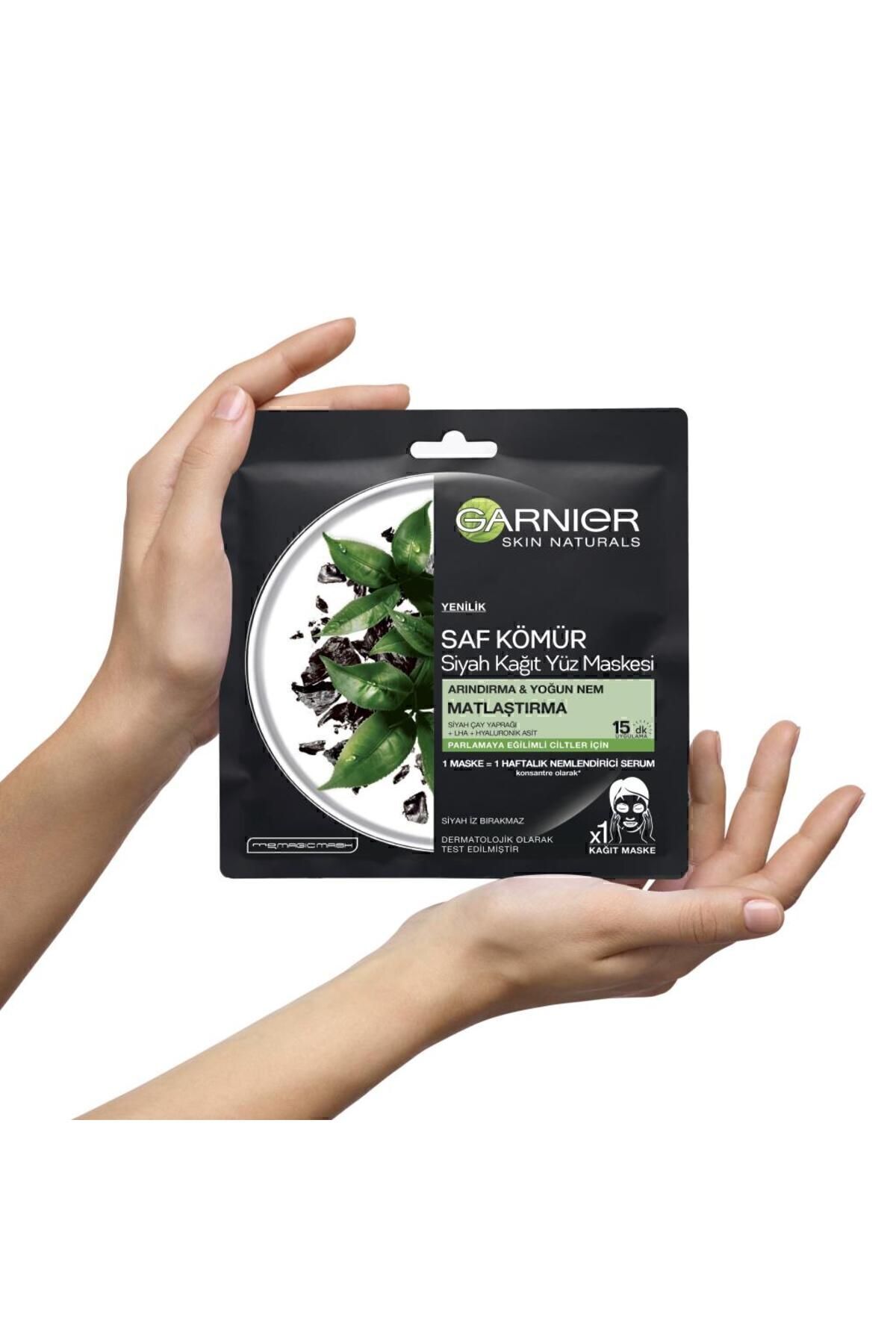 Garnier Skin Naturals Kömürlü Kağıt Yüz Maskesi Siyah Çay-3'lü Set - Görsel 2
