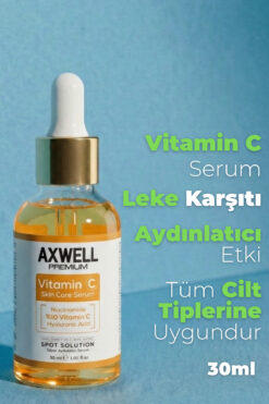 AXWELL PREMIUM Leke Karşıtı Süper Aydınlatıcı Vitamin C Serum Ascorbic Asit, Niacinamide Hyaluronic Acid 30 ml