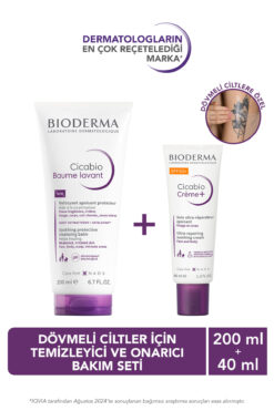 Bioderma Cicabio Dövmeli Ciltler için Temizleyici ve Onarıcı Bakım Seti