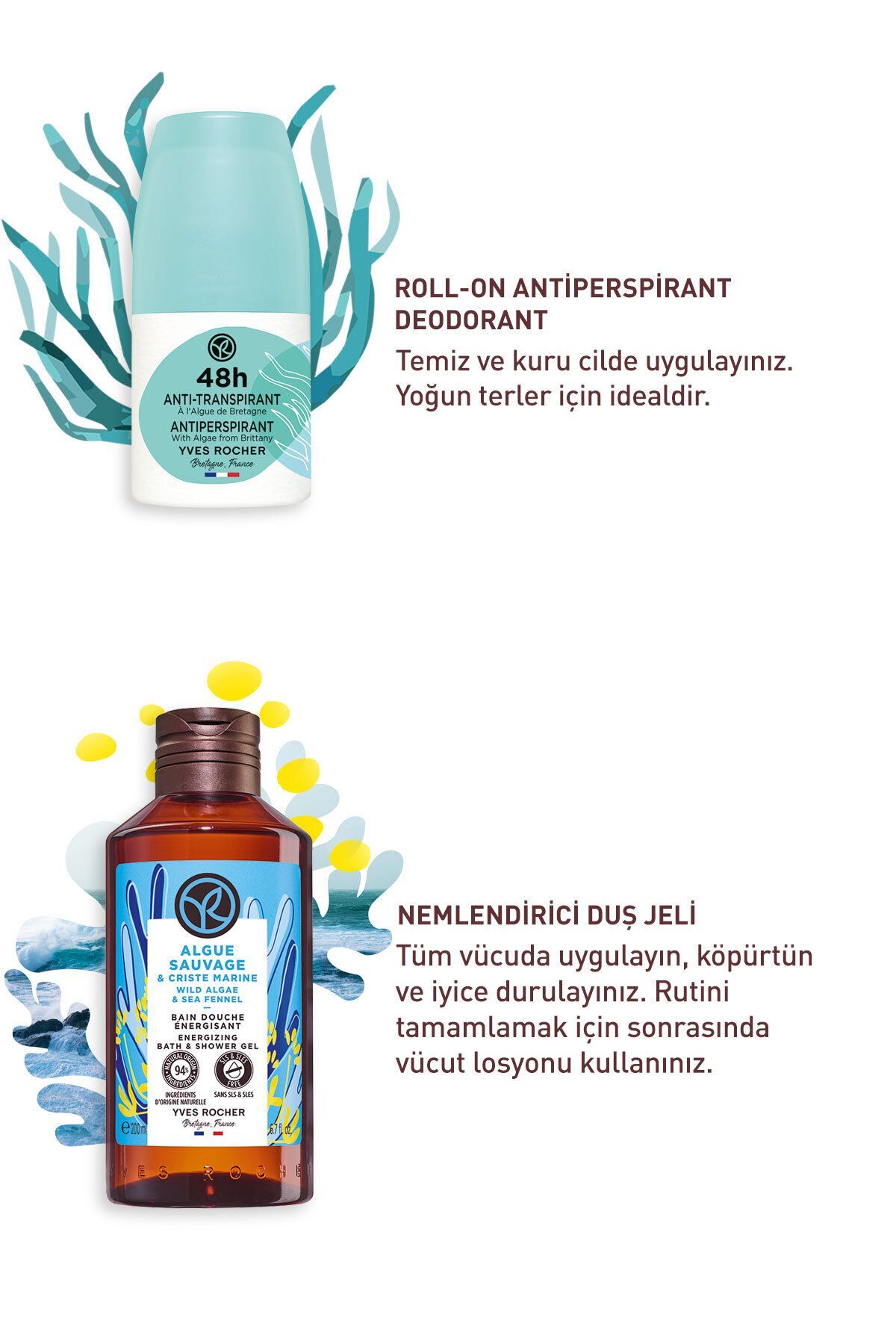 Yves Rocher Okyanus Algleri Roll-on ve Duş Jeli Banyo Seti-9916816 - Görsel 3