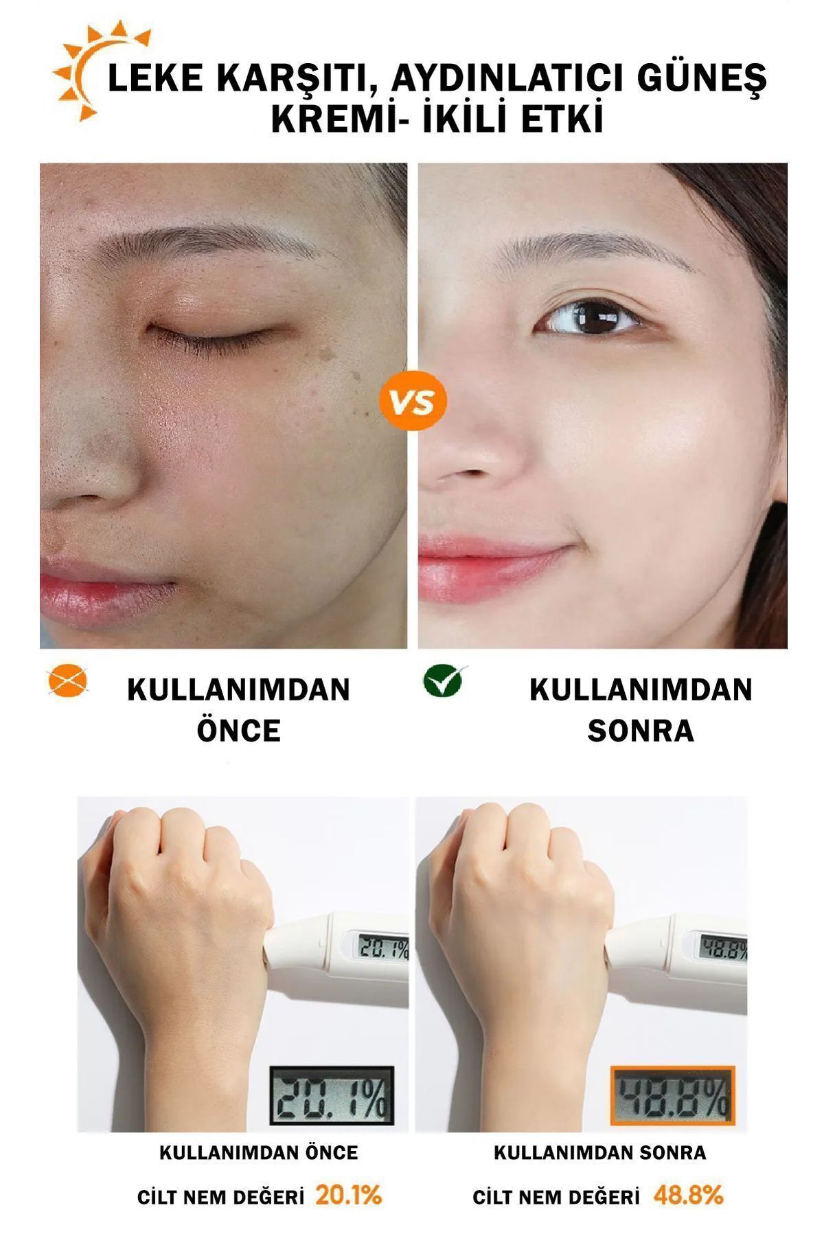 ESHUMİ Korean Çil Ve Leke Karşıtı Aydınlatıcı Vitamin Laser Spf 50 Pa Yüksek Koruyuculu Güneş Kremi - Görsel 2