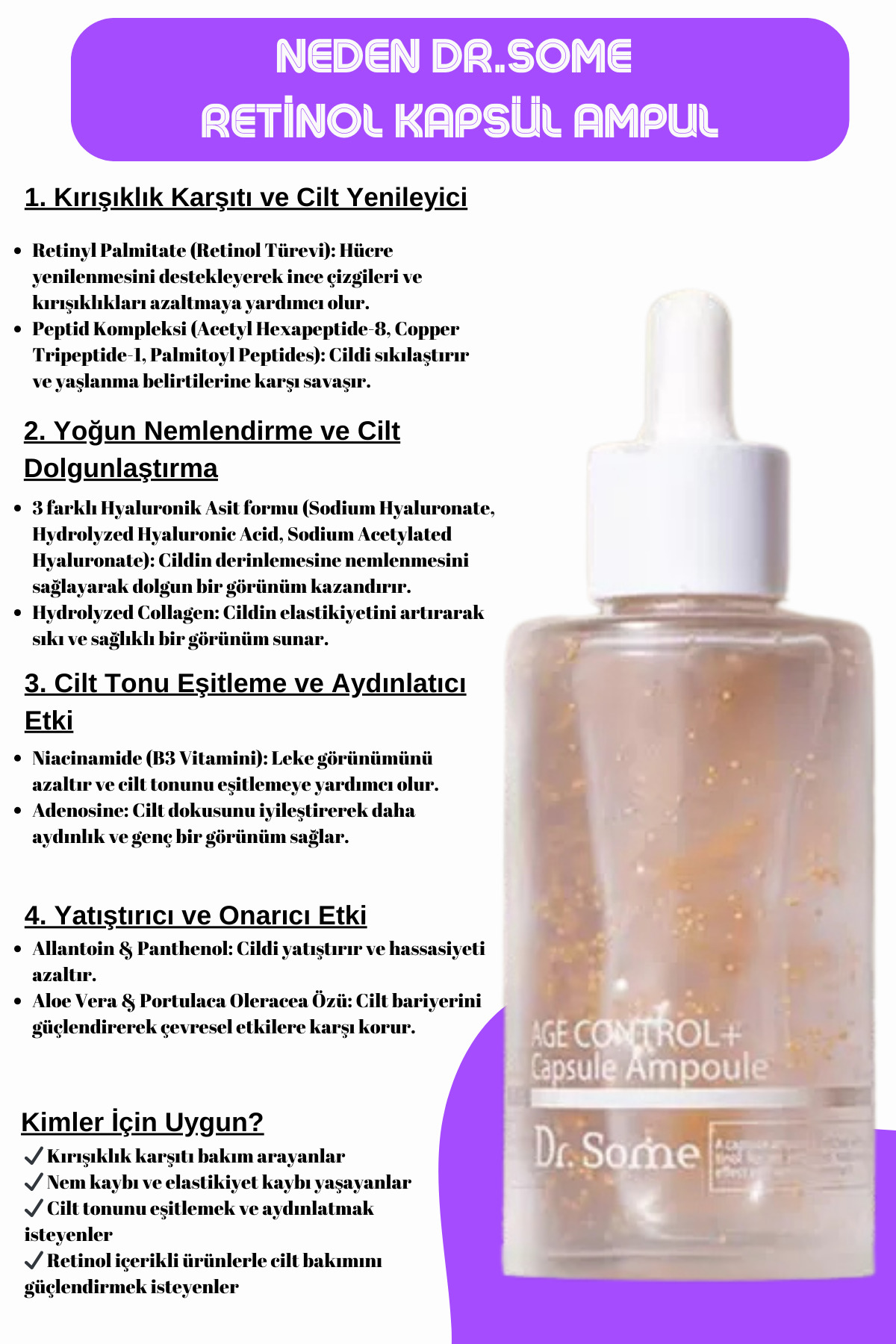 DR.SOME Retinol & Peptit Kompleksi Anti-aging Kore Serum 100 ml | Yoğun Nemlendirici & Aydınlatıcı - Ikore - Görsel 2