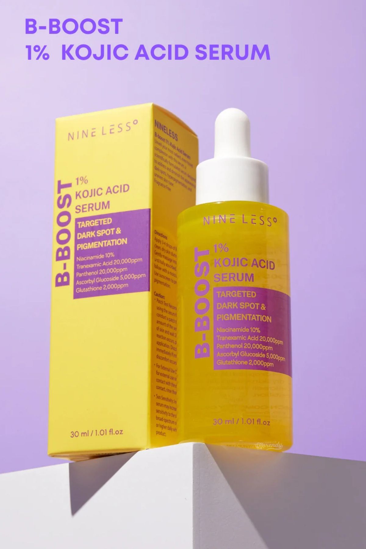 Nineless B-Boost 1% Kojic Acid Serum-Koyu Leke Geniş Gözenek Karşıtı Kojik Asitli %10 Niacinamide Serumu 30ml - Görsel 2