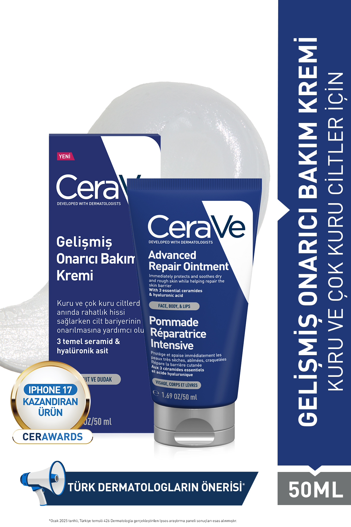 CeraVe Kuru Ciltler İçin Gelişmiş Onarıcı Bakım Kremi 50 ml